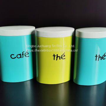 With Sample Available Oval cafe / coffee / tae / sugar Tin Box