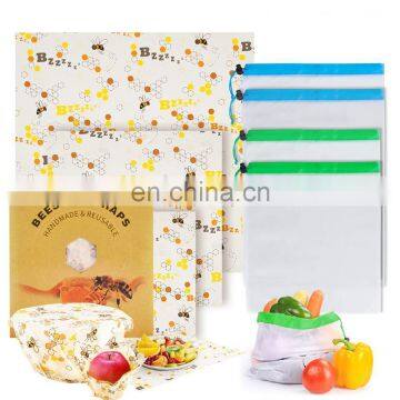 See-Through Washable Beeswax Food Wraps Nylon Mesh Bags, Reusable Sandwich produce Bags, Grocery Mesh Bag