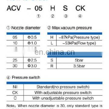 GOGO ATC Vacuum Generator CV-10HS-CK Nozzle Diameter 1mm -87kPa 5bar CONVUM Type With Adjustable Pressure Switch