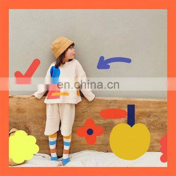 6794/2 Piece Color Blocking Casual Print Sets for Little Girls Babys Clothes Sets Gift Toddlers Girl