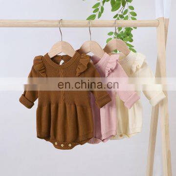 2020 Newborn Infant Toddler Baby Girl Warm Bodysuit Long Sleeve Knitting Solid Soft Jumpsuit Girl Autumn Clothes Girls Overalls