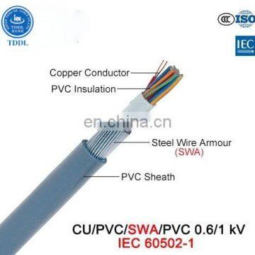 Multi-core 0.6/1kV Copper Conductor PVC Insulated Steel Wire Armoured PVC Sheathed NYBY Control Cable photo-2