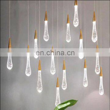 Luxury crystal hanging pendant lamps modern gold Raindrop shape chandelier