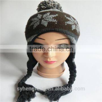 Wholesale winter high cheap customized women quality knitted acrylic jacquard hat