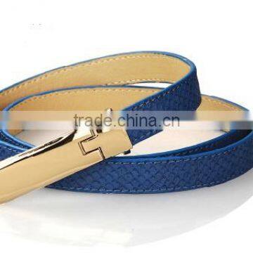 Lady fashion imitation snake skin pu leather belt