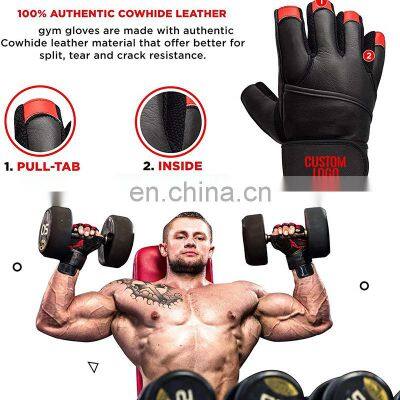 Gym Gloves Fitness Half-Finger Non-slip Dumbbells Mechanical Weightlifting Breathable Leather Fitness Glove photo-3