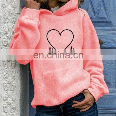 Wholesale Customization Women's Sweater Casual and Comfortable Long Sleeve Printing Hooded Loose Movement photo-2