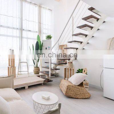 Modern Design Indoor Stairs Stainless Steel Wooden Straight Spiral Staircase