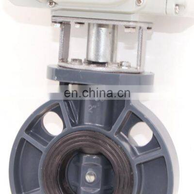 UPVC Butterfly Valve 220V 24V UPVC DN80 DN200 Motorized Wafer Butterfly Valve photo-2