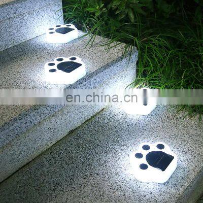 Outdoor Waterproof Solar Lawn Lamp Bear Paw Shape Garden Lighting Decor Landscape Step Lights