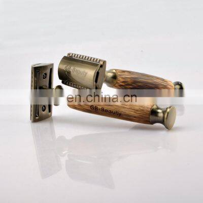 Ready to ship Biodegradable man bamboo handle wooden safety razor