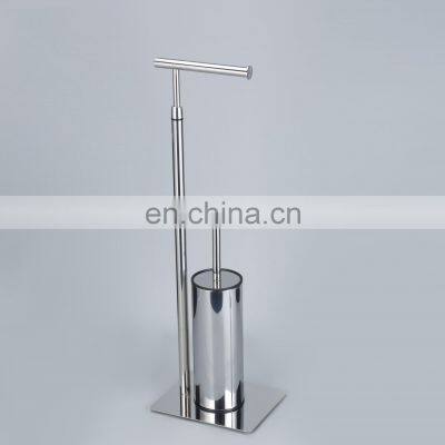 Household Cleaning Bathroom Stainless Steel Mirror Finish Thick Bottom Stand Paper Roll Toilet Brush And Holder photo-3