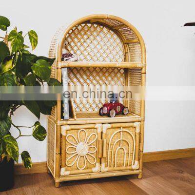 Hot Sale Wicker Cabinet Rattan Mini Bookshelf, Rattan Shelf, Boho Baby Furniture Mini boho Vietnam Manufacturer