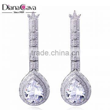 Classic Wedding Jewelry Platinum Plated Ladies Best Buy Luxury CZ Tear Drop Earrings