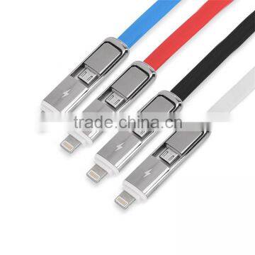 Latest Fashion Fast Charging Data Cable 2 in 1 Flat Alumium USB Data Cable photo-2