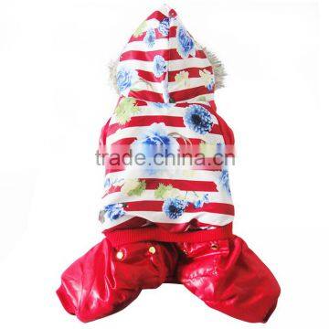 Luxury Fur Flower Cotton Red Dog Clothes photo-3