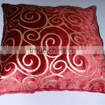 Foil printed cushion cover on velvet fabric,