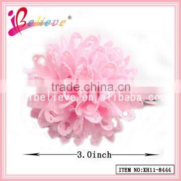 Fast delivery handmade solid color 3 inch fabric flower hair clip wholesale (XH11-8444)