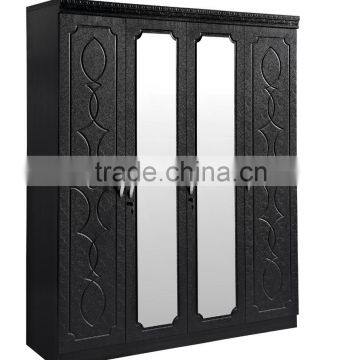 wardrobe 4 doors black siver color fashional design