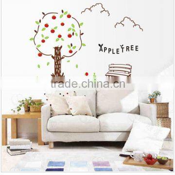 Happy Apple Tree - Wall Decals Stickers Appliques Sticker Paper Removable Living Room Bedroom Art Picture DIY Mural Decoration photo-2