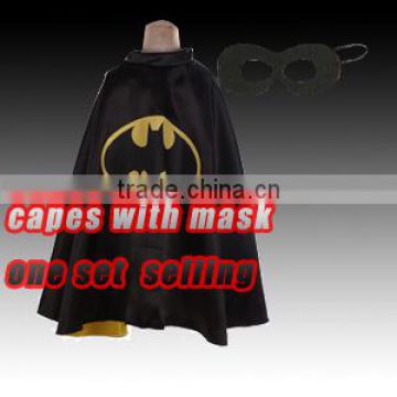 Wholesale batman sateen capes with mask ,Fashion Superhero spider girl Cape masks100% sateen with lining children costume cloak