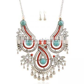Women Jewelry Set Vintage Boho Turquoise Tassel Pendant Jewelry Sets photo-3