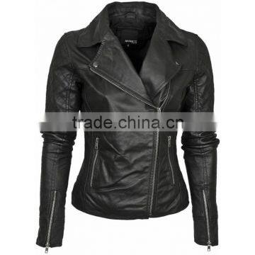 2015 WOMEN'S BIKER STYLE 100% LEATHER JACKET STEAMPUNK GOTH