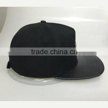 Guangzhou High Quality 5 Panel PU Snake Leather Brim Black Customized Mental Cap photo-2