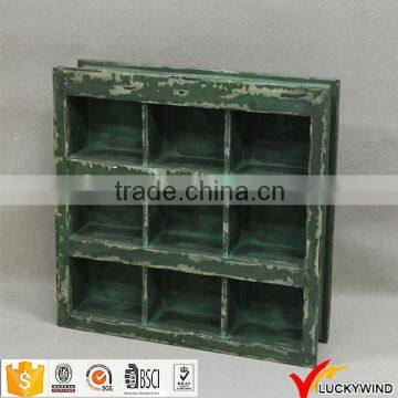 Distressed Green Handcrafted Fir Wood Antique Shoe Organizer