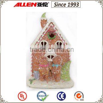 7.9" polyresin the gingerbread house resin sculpture with led light