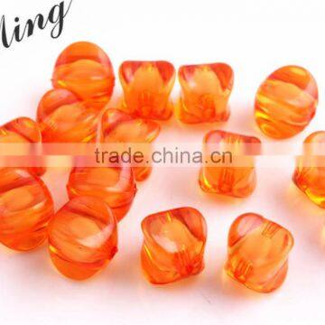 Dark Orange Color Bulk Price Chunky Foursquare Acrylic Transparent Clear Plastic Beads in Beads for Jewelry Decorative Making