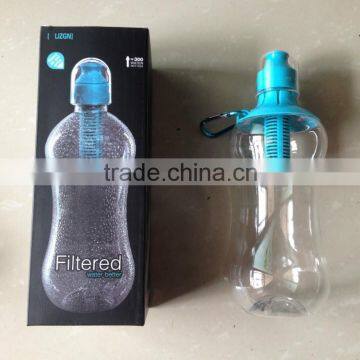 filtered plastic water bottle