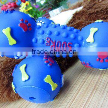 tough dog toys-dumbbell with bone print.pet toys,pet supply,colorful dumbbell toy