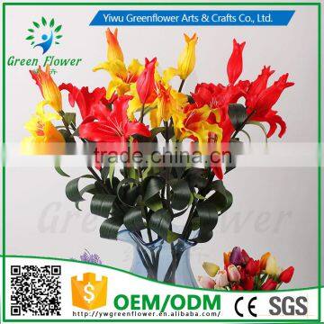 2016 Wholesale Multicolor Latex Artificial PU Flowers Lily Real Touch Bouquet Wedding Bridal Decor Display Flower photo-6