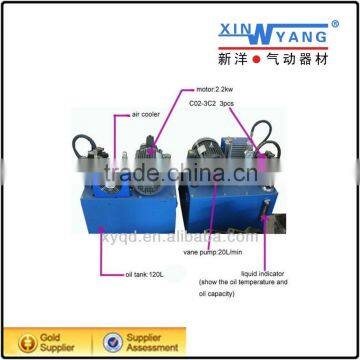 Low noise high flow hydraulic pressure station with pressure compensation