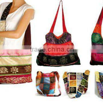 Wholesale lots of Indian cotton hand crafted and printed shoulder sling bags from India