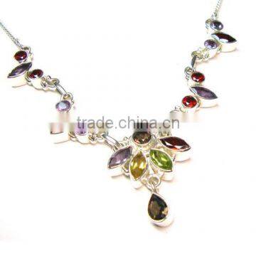 925 sterling silver jewelry color stone necklace Handmade jewelry Fashion necklace