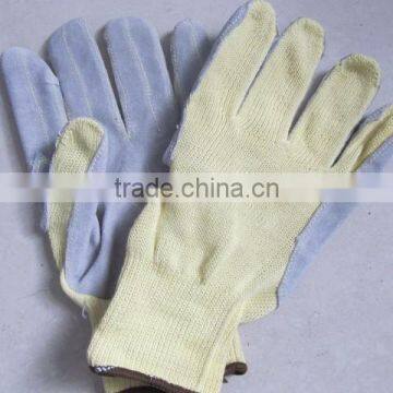 [Gold Supplier] HOT ! Yellow Aramid Fibers sewed leather gloves