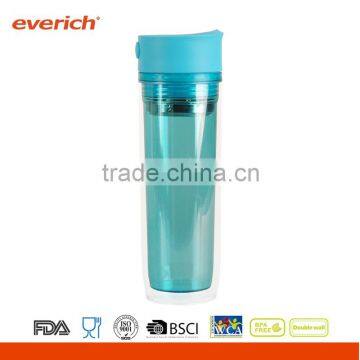 Everich Double wall AS tumbler with s/s filter inside and side touch open lid