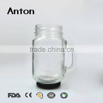 23oz Wholesale custom made recycled embossed mason jar single wall clear color mason jars with chalk board straw