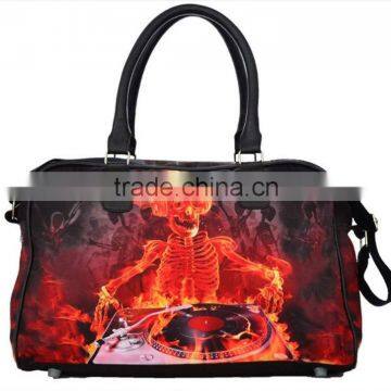 personality skull dj balefire of flame tote bag portable luggage flames dj