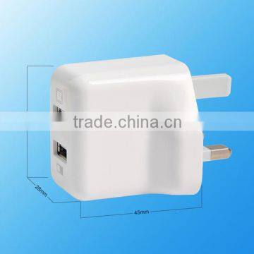 CE Rohs UL approval Dual USB UK Plug Wall Charger 5v 2a USB Power charger Adapter