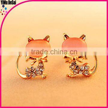 earrings woman Set auger pussy cat stud earrings small earrings