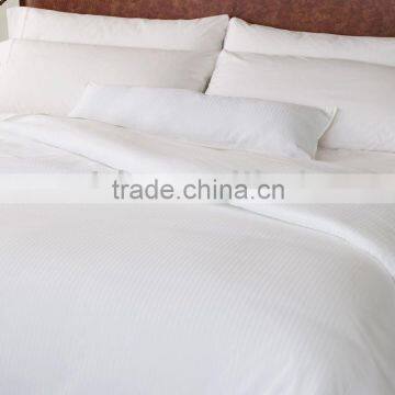 Striped hotel bedding set with piping