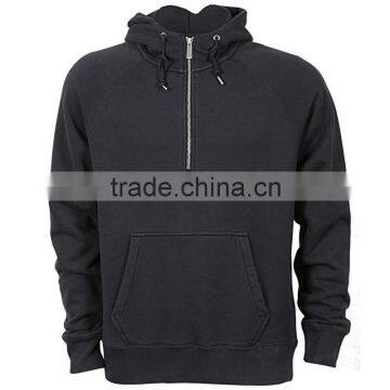 Mens Half Zip Plain Hooded Sweat Shirt