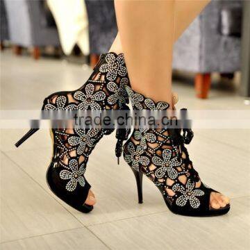 Charming lace flower ankle boots shoes women