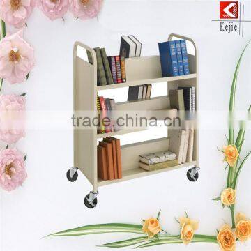 Cheap beauty library trolley and book carts moving carts school book trolley with best service