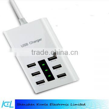 Wholesale 6 port USB home charger 100-240V multi usb phone charger with best price