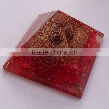 Red Orgone Energy Pyramid | Orgonite Red Onyx Pyramid ( With Crystal Point) | Pyramid Meditation