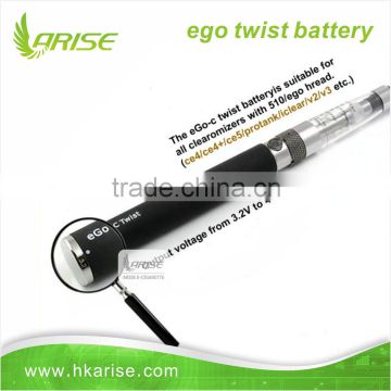 2014 Wholesale variable voltage 3.2V-4.8V ego twist battery 650